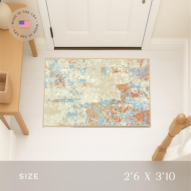 Maples Rugs Horizon Modern Abstract Area Rug - Made in USA - Washable, Non Slip Indoor Carpet for Entryway, Foyer, Kitchen, and Bathroom, 2'6 x 3'10, Desert Sand - Image 3